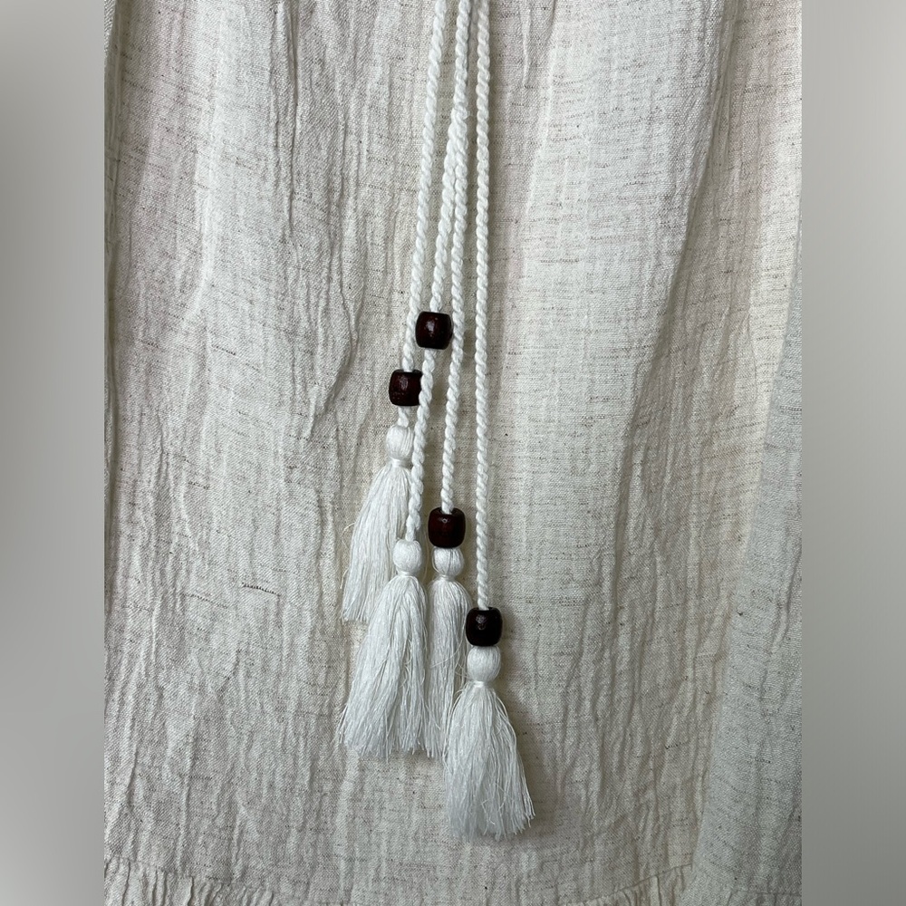 Unique Spectrum Boho Short Sleeve Flowy Ruffle Oatmeal Women's 2X - Picture 2 of 5